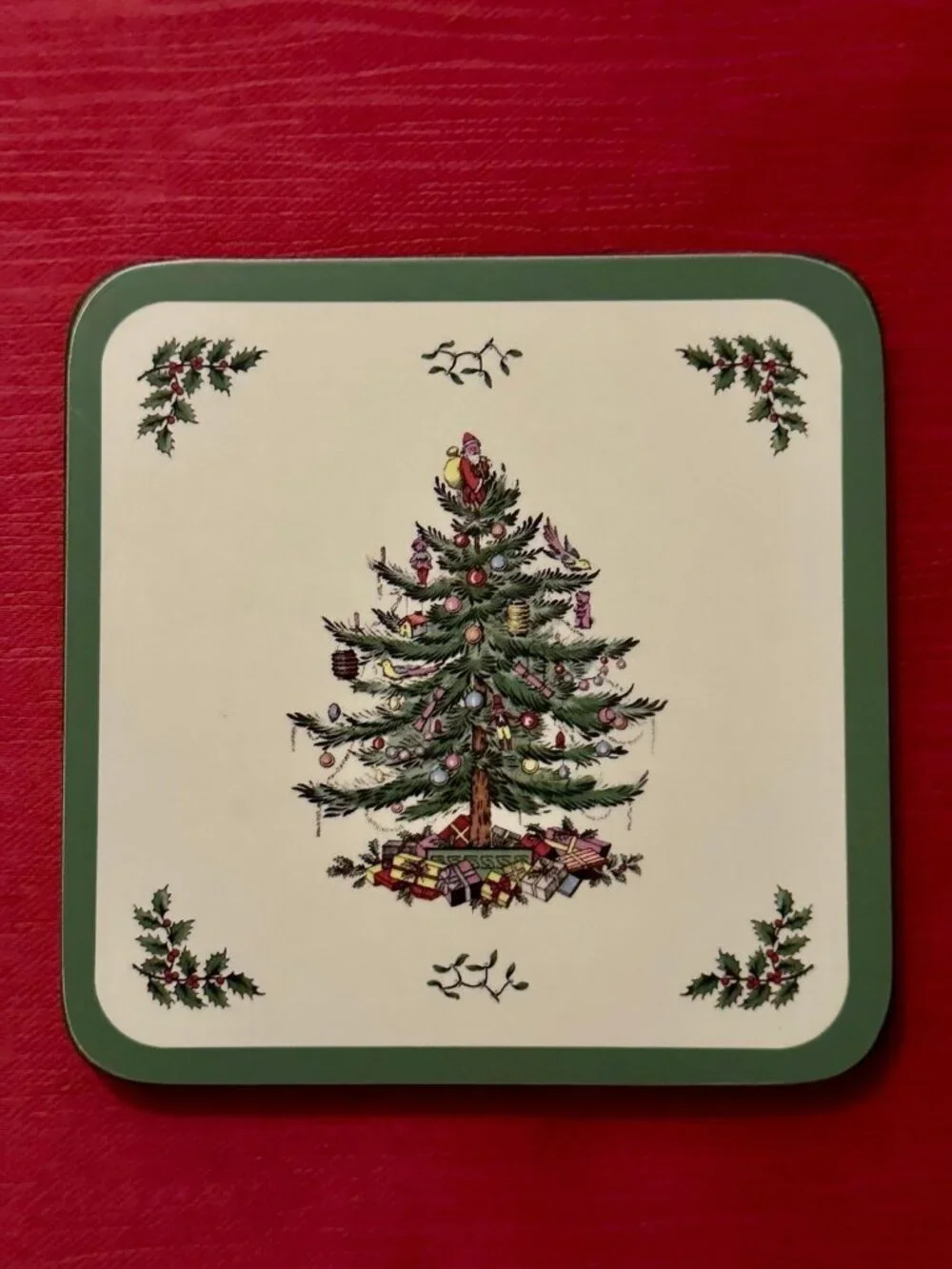 Spode Christmas Tree coasters by Pimpernel Cork-Backed Coasters, set of 6